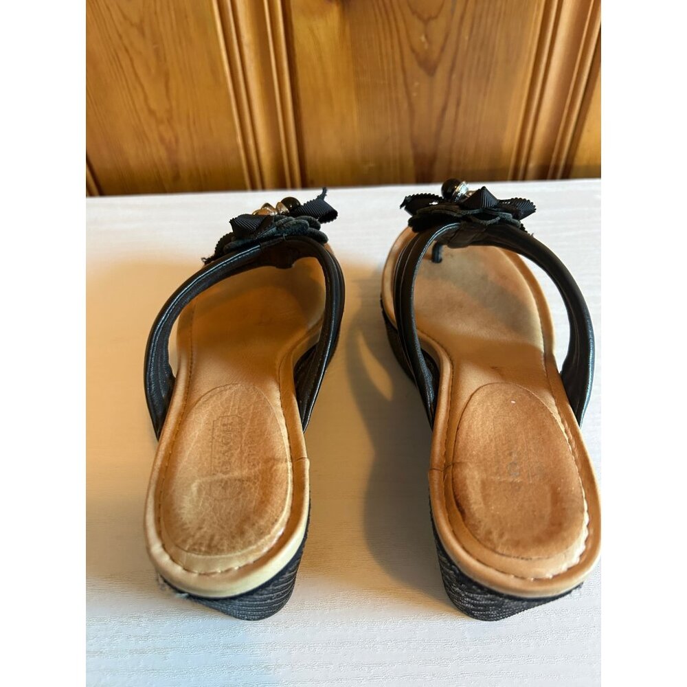 Coach Jainis Size 7B Black Leather and sequin Wedge Sandals. - Picture 4 of 10